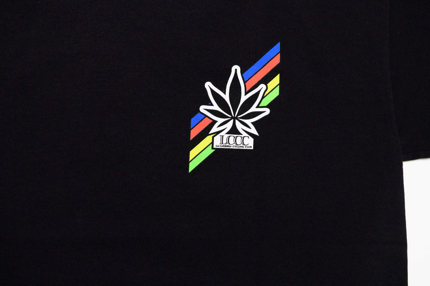Front close-up of All-Rounder 52 graphic on black LCCC tee