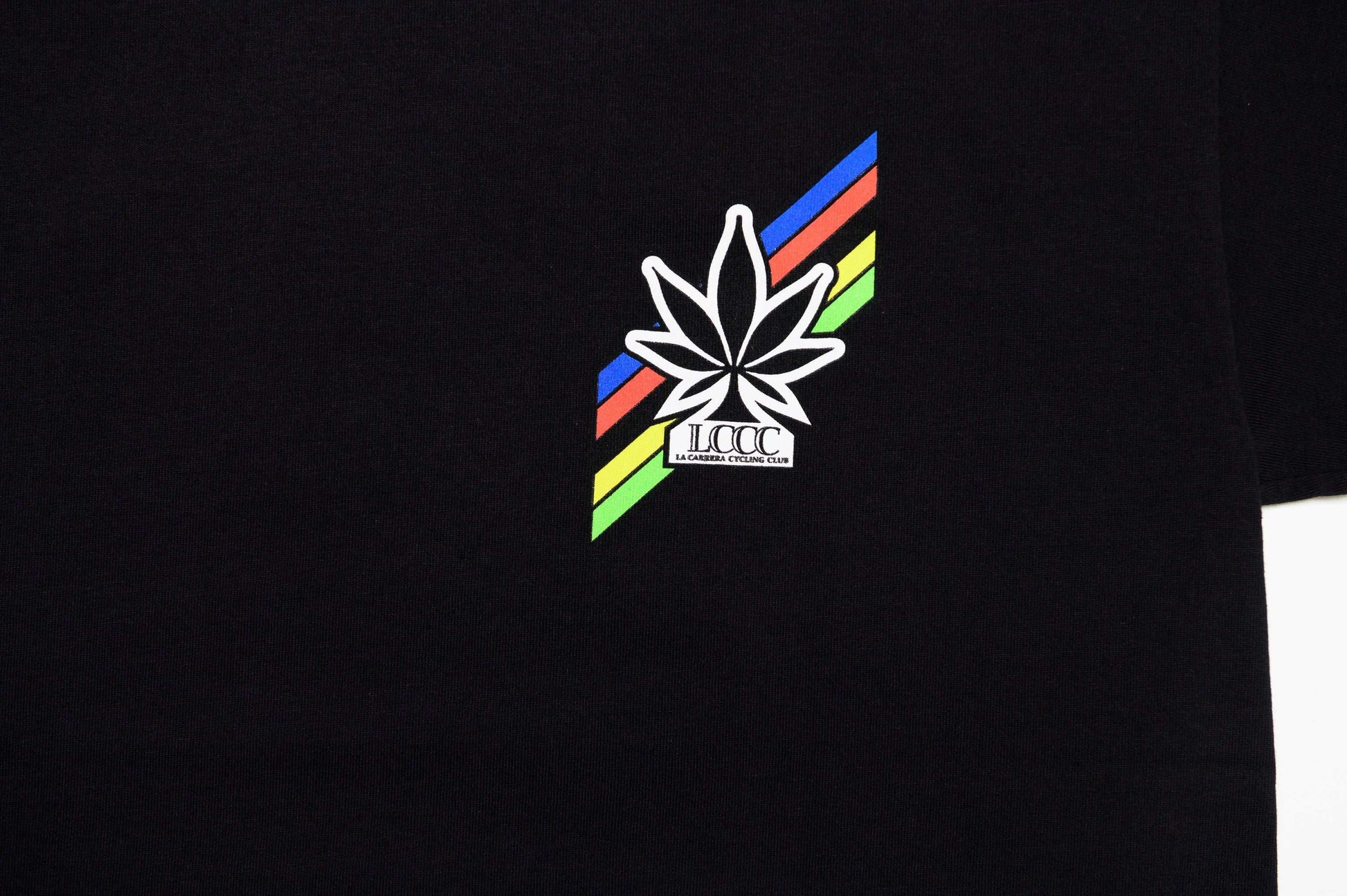 Front close-up of All-Rounder 52 graphic on black LCCC tee