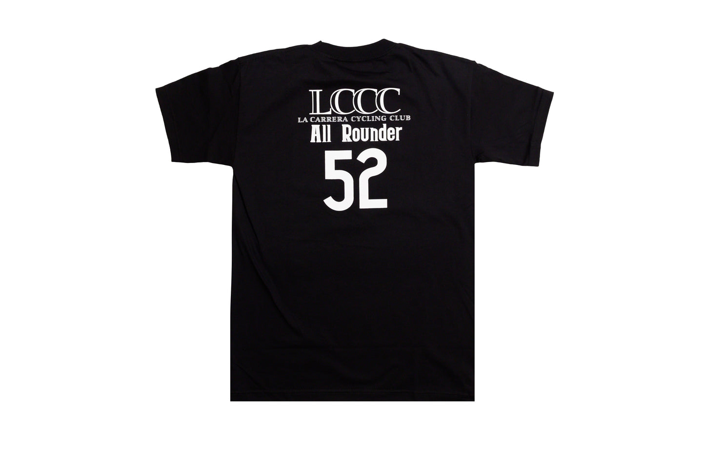 Back view of LCCC All-Rounder 52 black tee