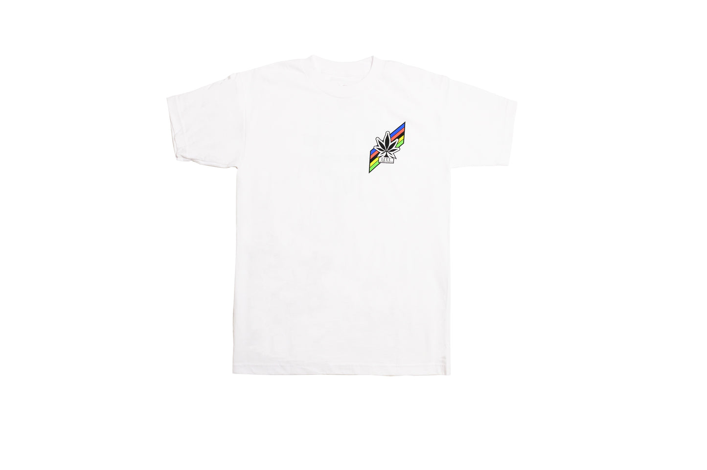 LCCC All-Rounder 52 white tee, front view with graphic print