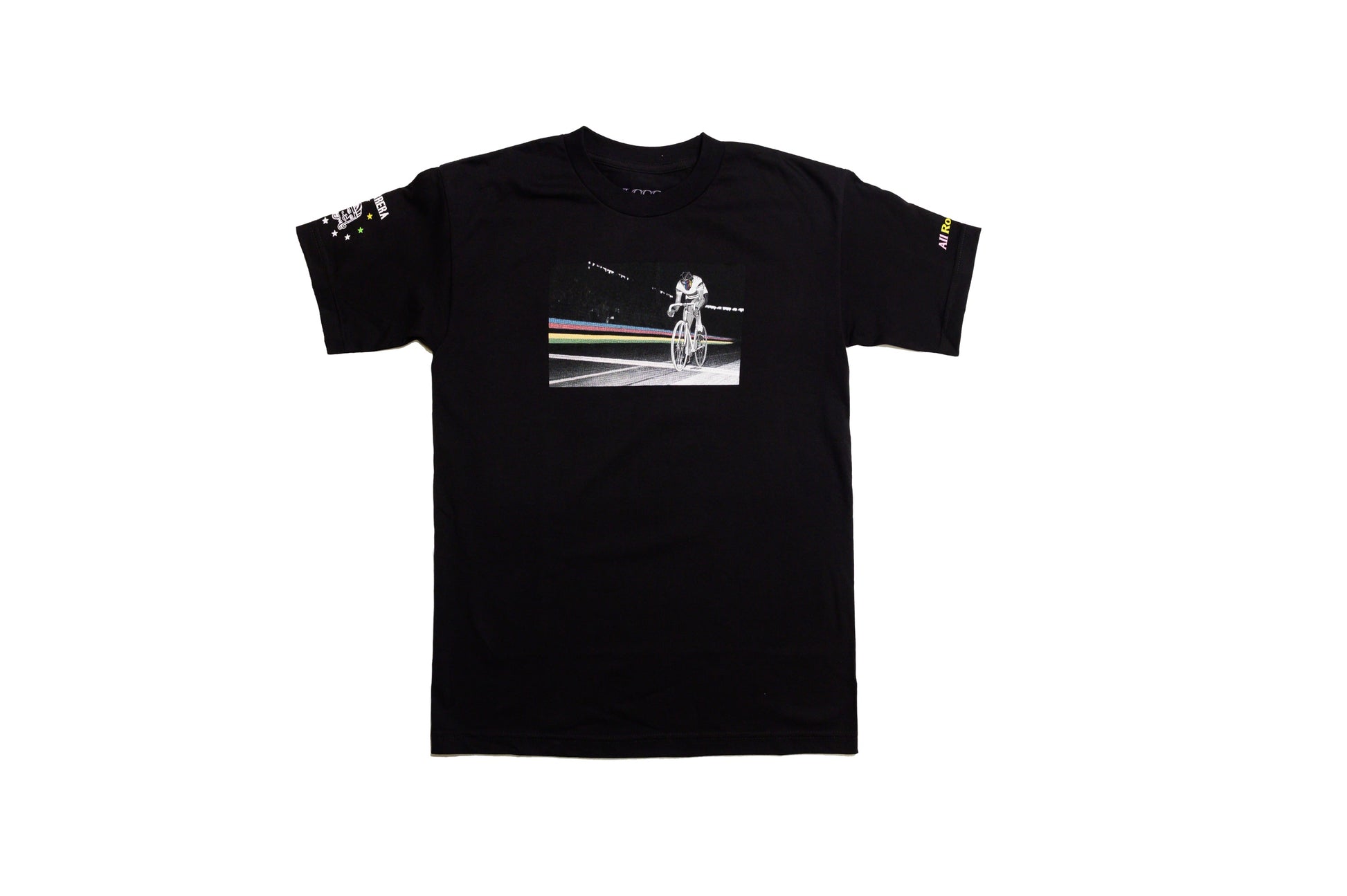 LCCC Il Campionissimo cream tee, front view with vintage cycling-inspired design