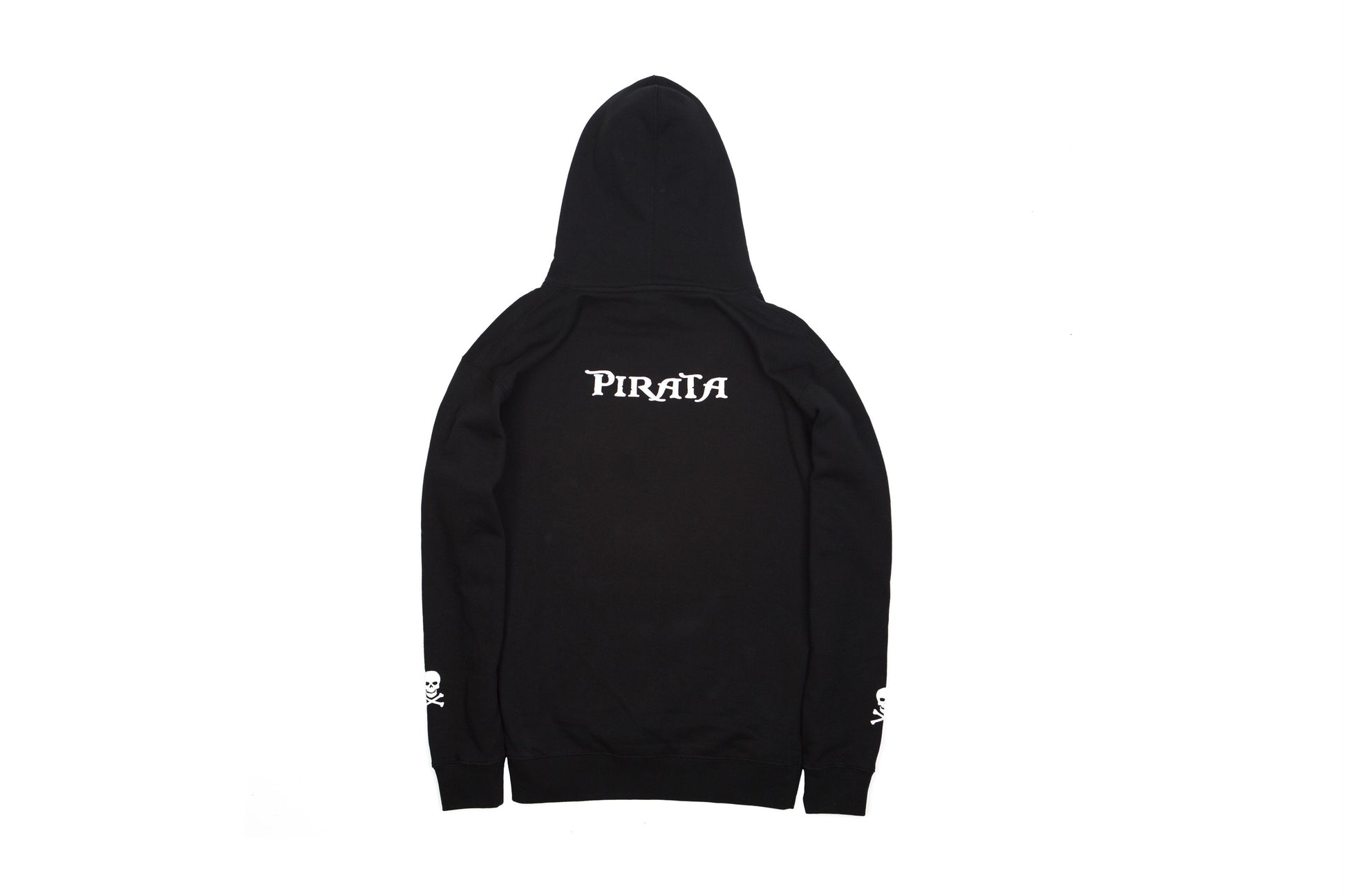 Back view of LCCC Pirata black pullover hoodie