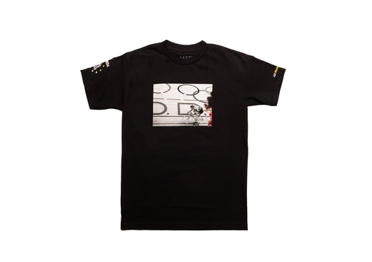 LCCC The Cannibal black tee, front view featuring bold white graphic print